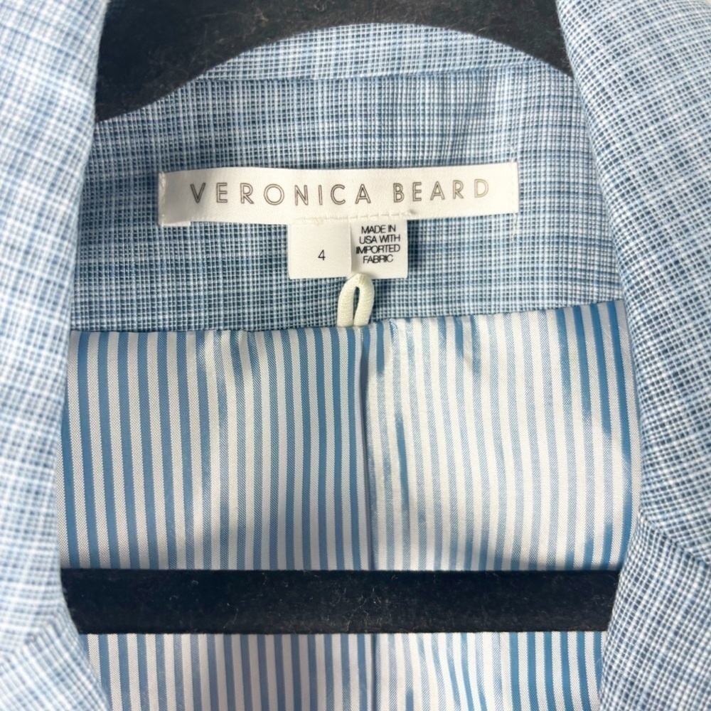 Veronica Beard Diego Double Breasted Dickey Jacket Blazer Plaid Blue Size 4 - Picture 4 of 6